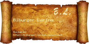 Biburger Larina névjegykártya